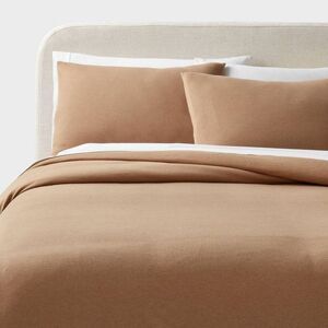 Threshold - Full/Queen Modern Jersey Duvet and Sham Set Light  Brown